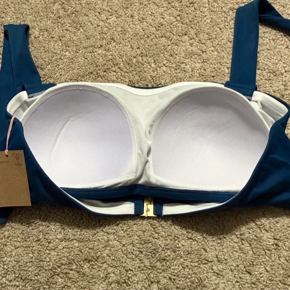 Boden Kythira Ruched Bikini Top Blue Size 16-18 NWT - Picture 5 of 7
